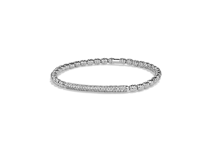 Rhodium Plated Single Row ID Bracelet